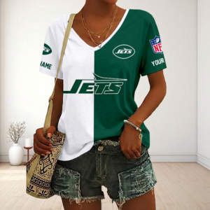 Limited Edition – Customized NFL New York Jets V-Neck Female Shirt