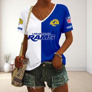 Limited Edition – Customized NFL Los Angeles Rams V-Neck Female Shirt
