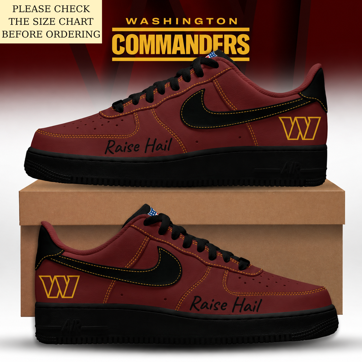 Limited Edition – Customized NFL Washington Commanders Air Force 1 Shoes