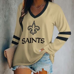 Limited Edition – Customized NFL New Orleans Saints Women’s V-Neck Long Sleeved Shirt