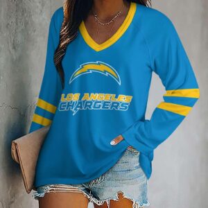 Limited Edition – Customized NFL Los Angeles Chargers Women’s V-Neck Long Sleeved Shirt