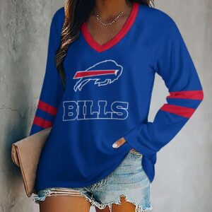 Limited Edition – Customized NFL Buffalo Bills Women’s V-Neck Long Sleeved Shirt