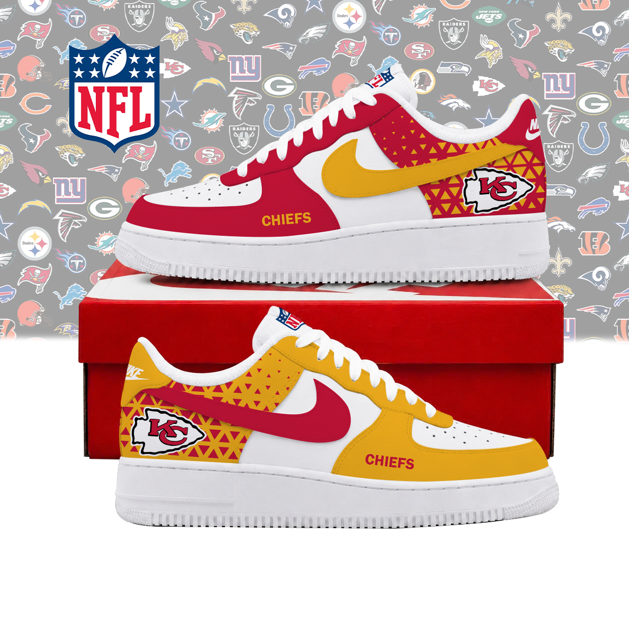 Limited Edition – Customized NFL Kansas City Chiefs Air Force 1 Shoes
