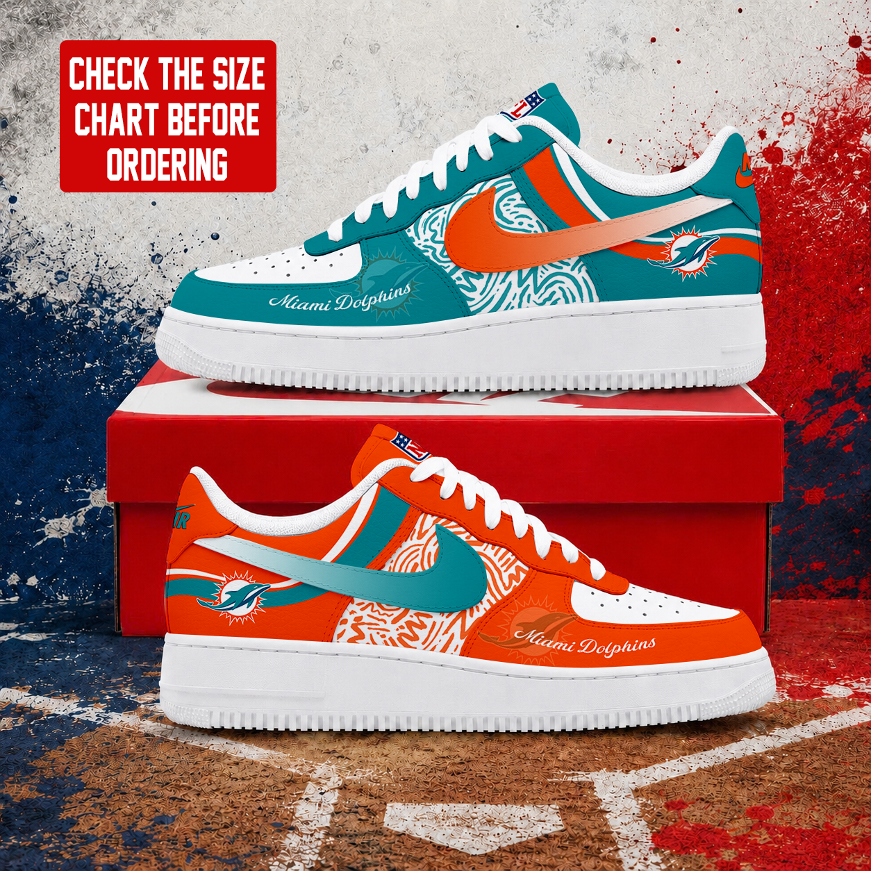 Limited Edition – Customized NFL Miami Dolphins Air Force 1 Shoes