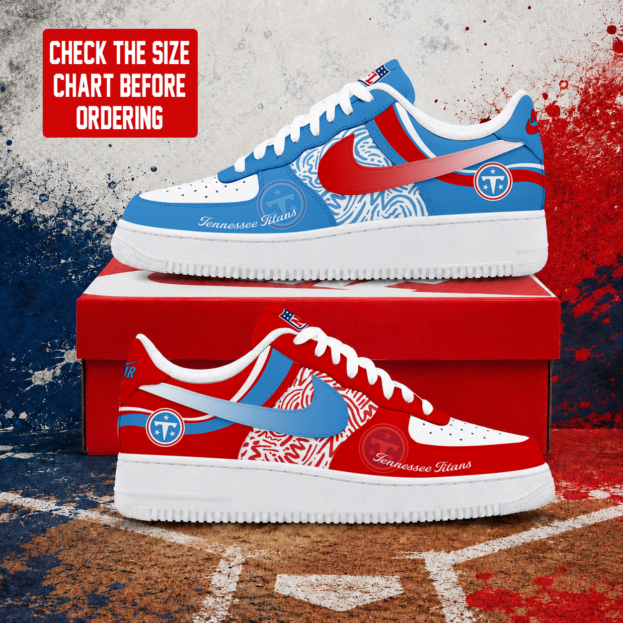 Limited Edition – Customized NFL Tennessee Titans Air Force 1 Shoes