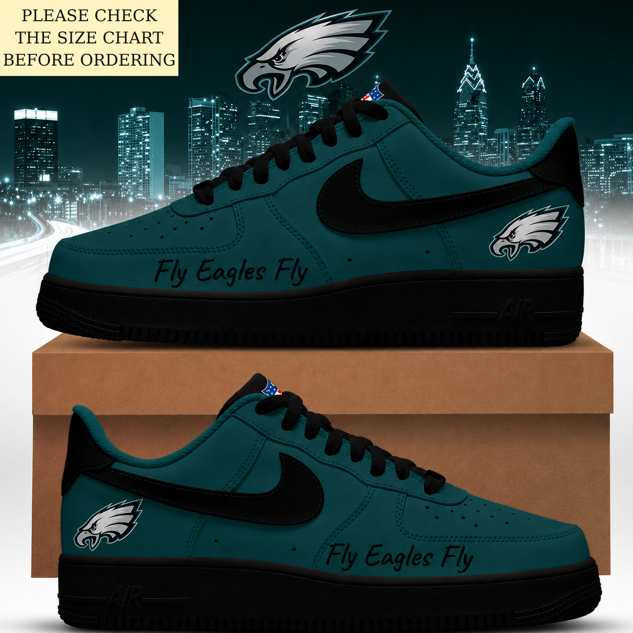 Limited Edition – Customized NFL Philadelphia Eagles Air Force 1 Shoes