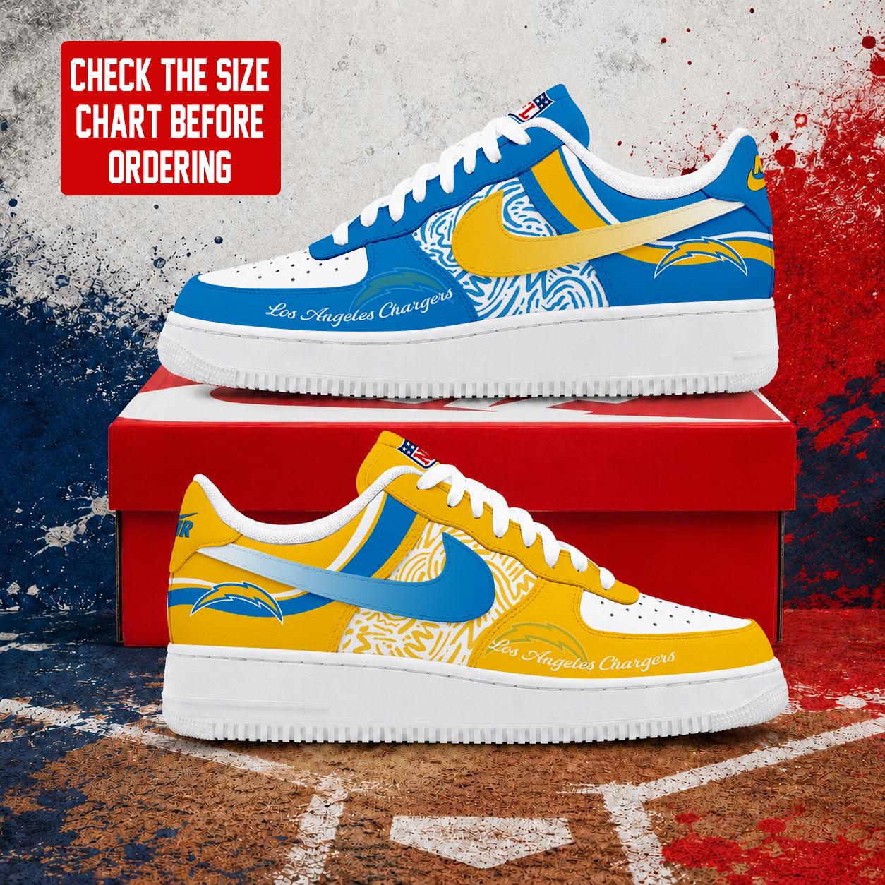 Limited Edition – Customized NFL Los Angeles Chargers Air Force 1 Shoes