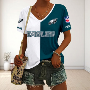 Limited Edition – Customized NFL Philadelphia Eagles V-Neck Female Shirt