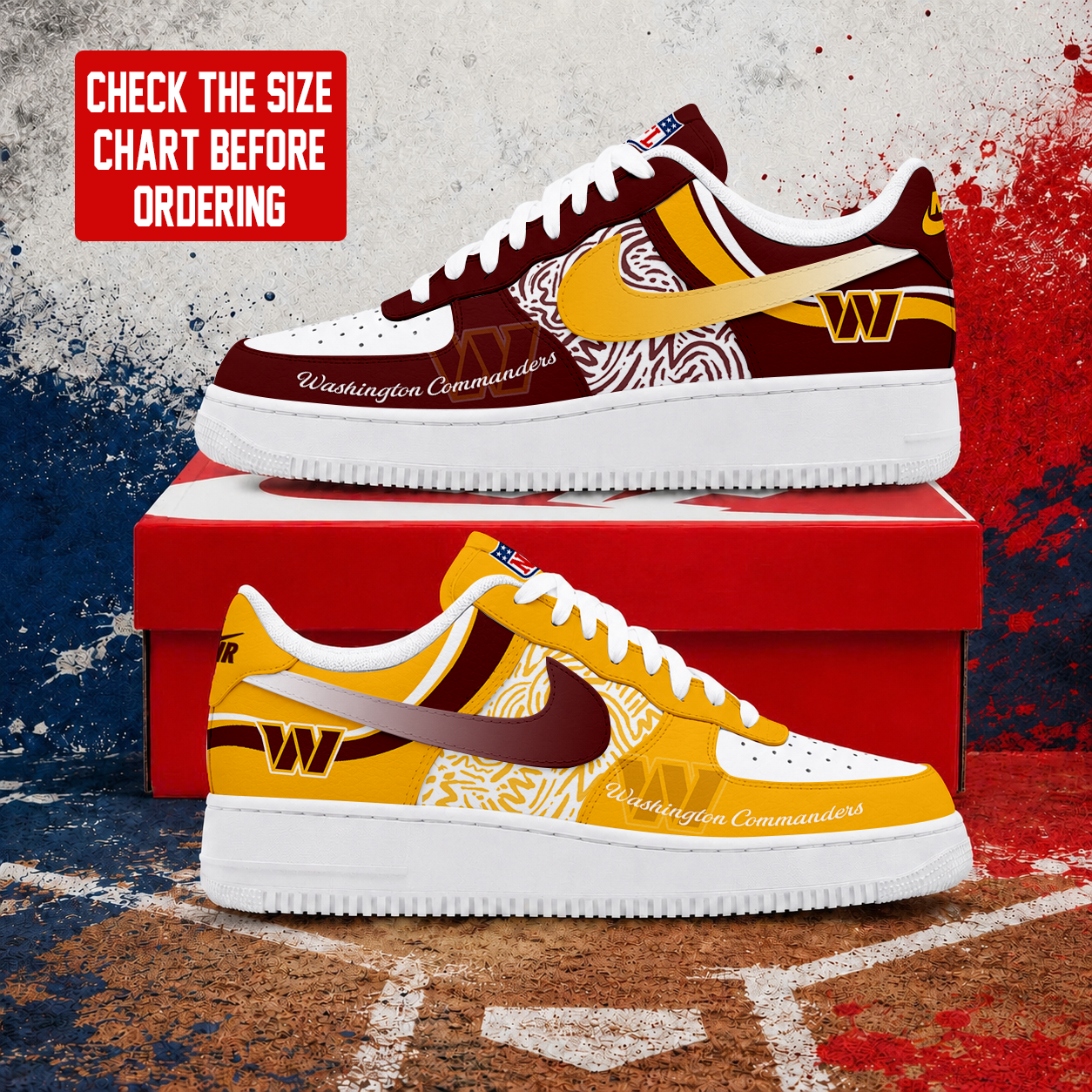 Limited Edition – Customized NFL Washington Commanders Air Force 1 Shoes
