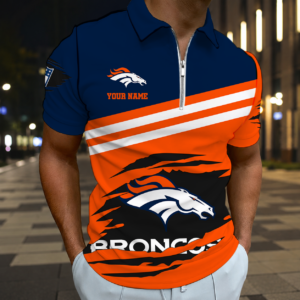 Limited Edition – Customized NFL Denver Broncos Zip Polo Shirt