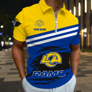 Limited Edition – Customized NFL Los Angeles Rams Zip Polo Shirt
