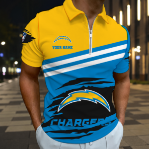 Limited Edition – Customized NFL Los Angeles Chargers Zip Polo Shirt