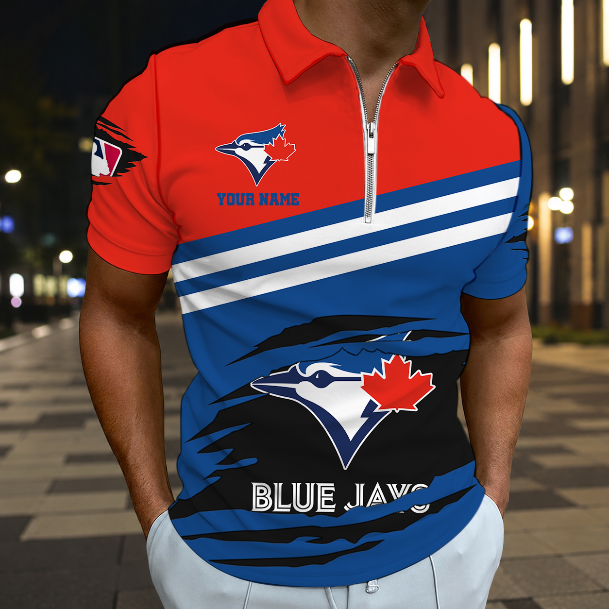 Limited Edition – Customized MLB Toronto Blue Jays Zip Polo Shirt