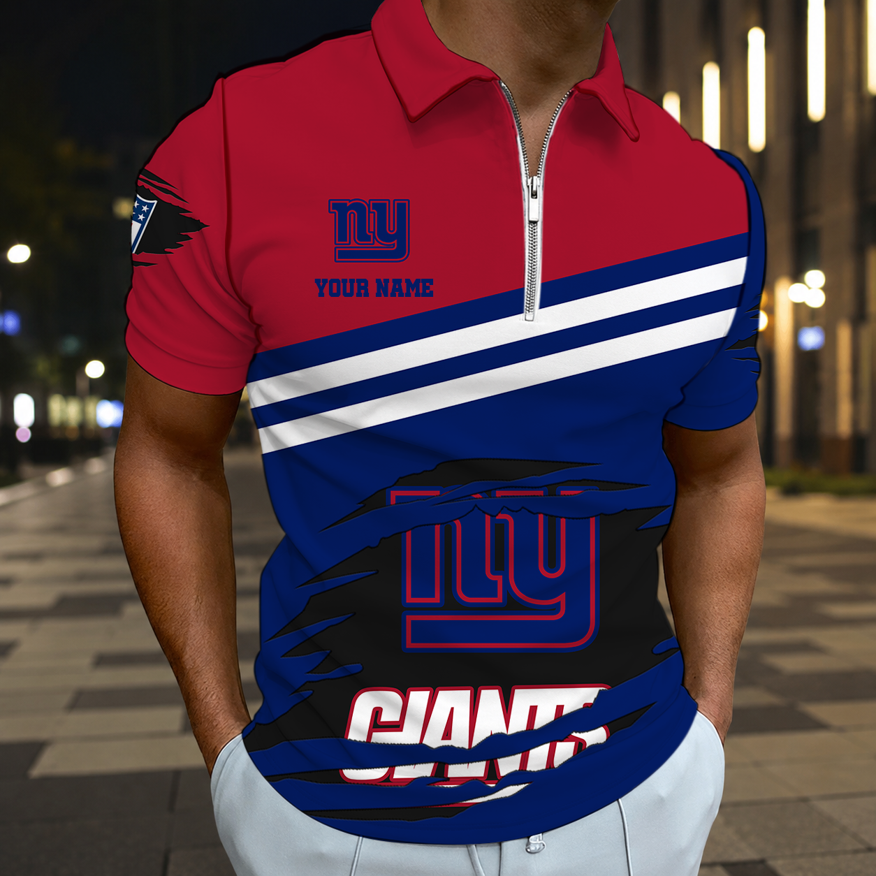 Limited Edition – Customized NFL New York Giants Zip Polo Shirt