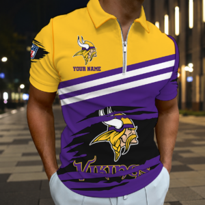 Limited Edition – Customized NFL Minnesota Vikings Zip Polo Shirt