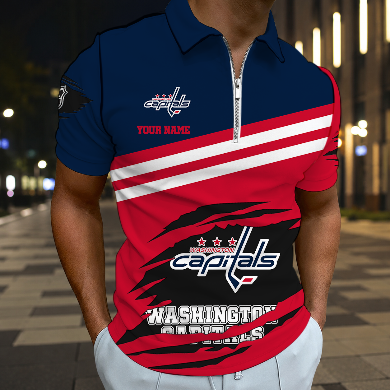 Limited Edition – Customized NHL Washington Capitals Zip Polo Shirt