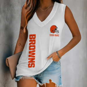 Limited Edition – Customized NFL Cleveland Browns Women’s V-Neck Tank Top