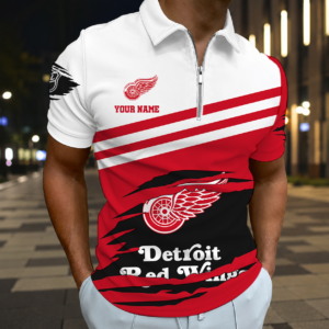 Limited Edition – Customized NHL Detroit Red Wings Zip Polo Shirt