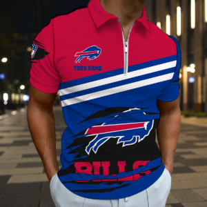 Limited Edition – Customized NFL Buffalo Bills Zip Polo Shirt