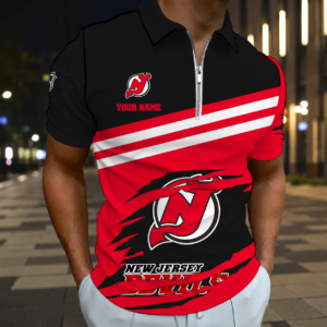 Limited Edition – Customized NHL New Jersey Devils Zip Polo Shirt