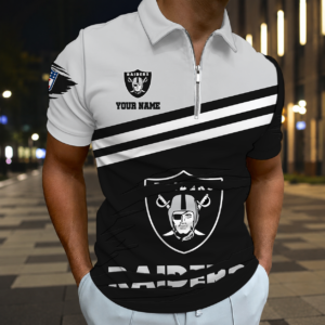 Limited Edition – Customized NFL Las Vegas Raiders Zip Polo Shirt