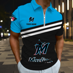 Limited Edition – Customized MLB Miami Marlins Zip Polo Shirt