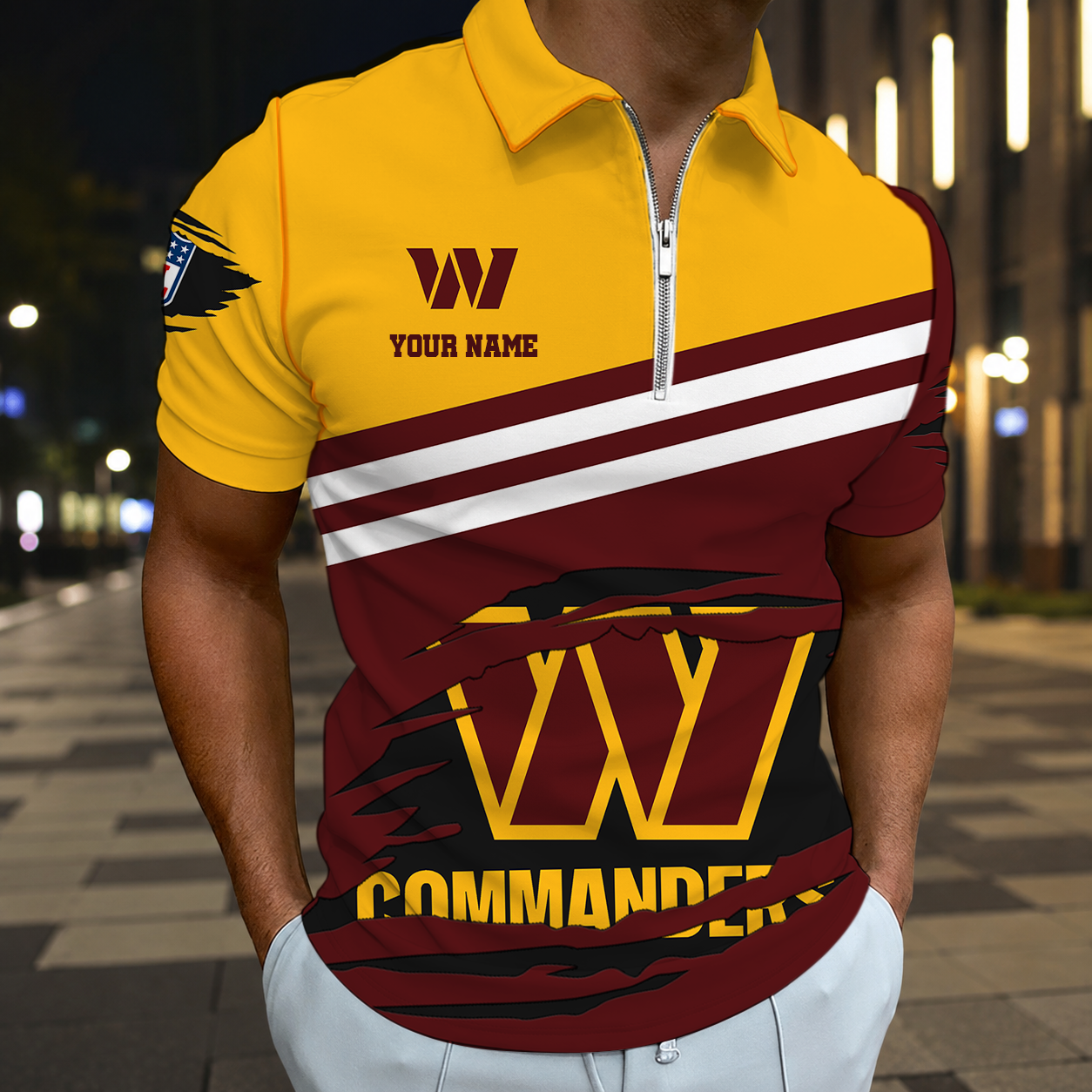 Limited Edition – Customized NFL Washington Commanders Zip Polo Shirt