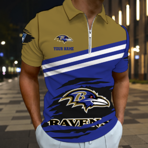 Limited Edition – Customized NFL Baltimore Ravens Zip Polo Shirt