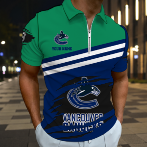 Limited Edition – Customized NHL Vancouver Canucks Zip Polo Shirt