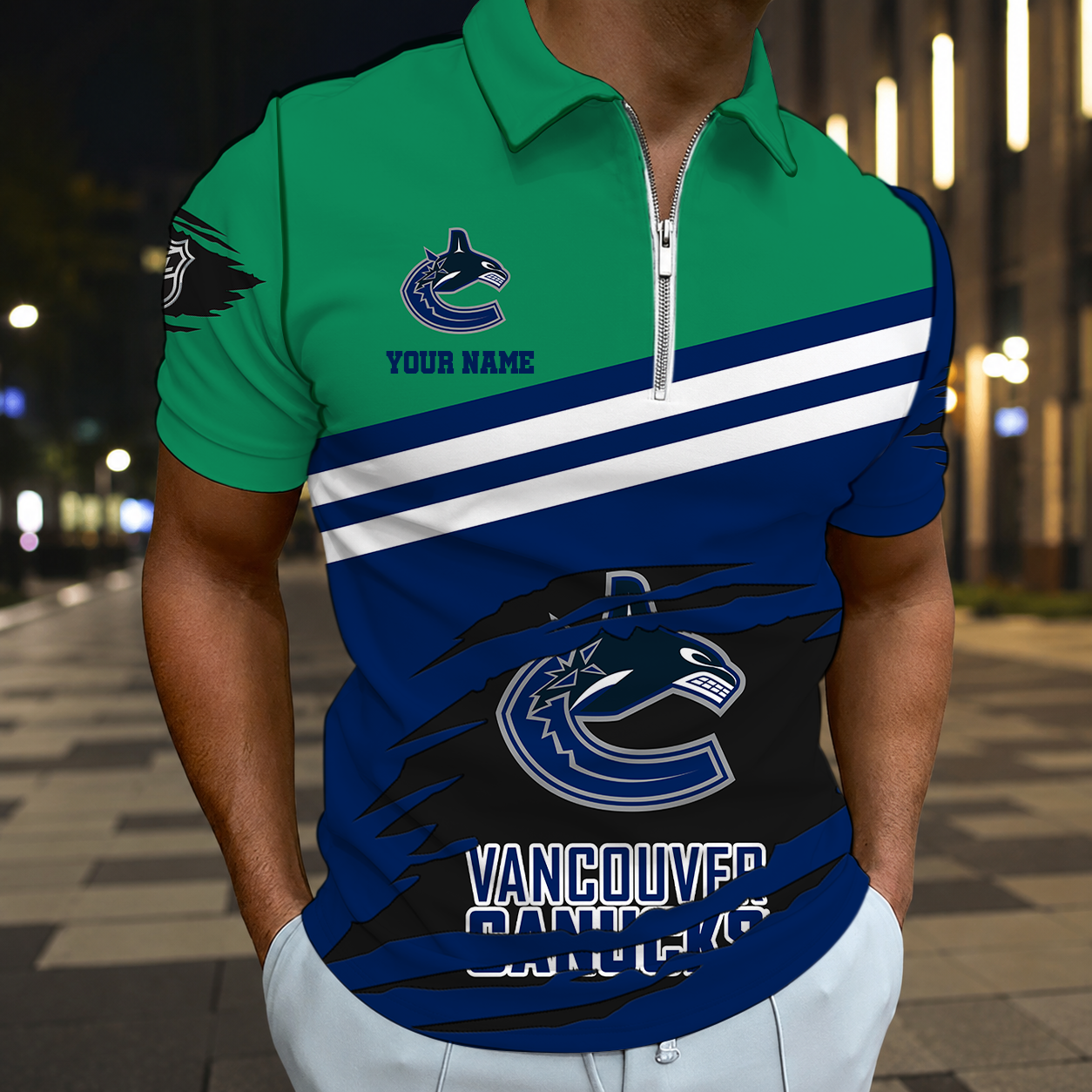 Limited Edition – Customized NHL Vancouver Canucks Zip Polo Shirt