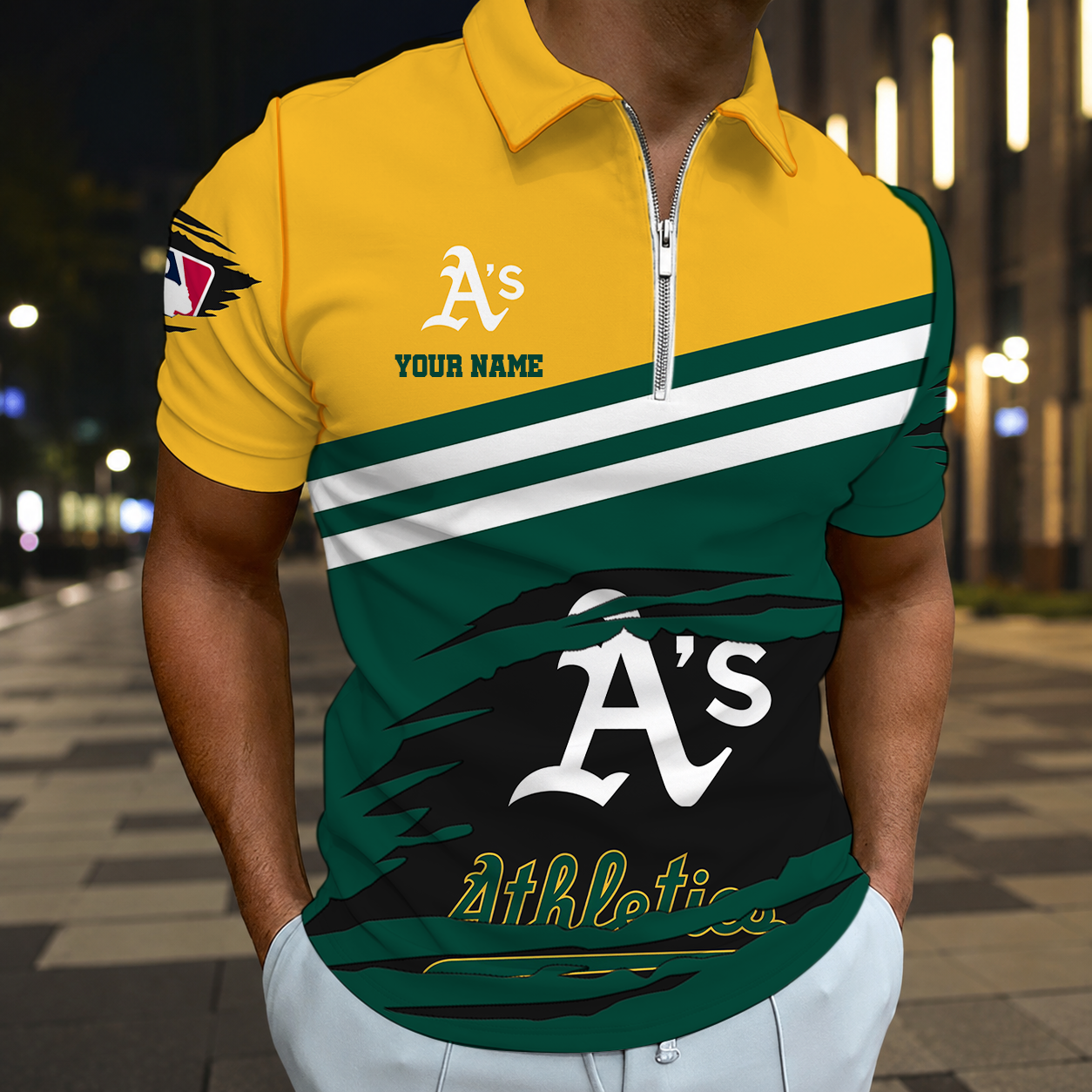 Limited Edition – Customized MLB Oakland Athletics Zip Polo Shirt