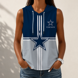 Limited Edition – Customized NFL Dallas Cowboys Women’s Sleeveless Hooded Pocket Tank Top