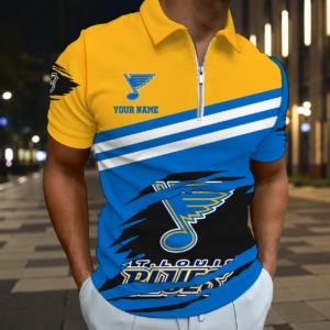 Limited Edition – Customized NHL St. Louis Blues Zip Polo Shirt