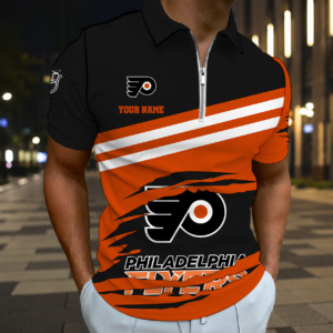 Limited Edition – Customized NHL Philadelphia Flyers Zip Polo Shirt
