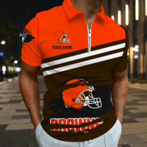Limited Edition – Customized NFL Cleveland Browns Zip Polo Shirt