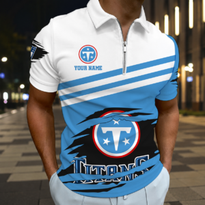 Limited Edition – Customized NFL Tennessee Titans Zip Polo Shirt