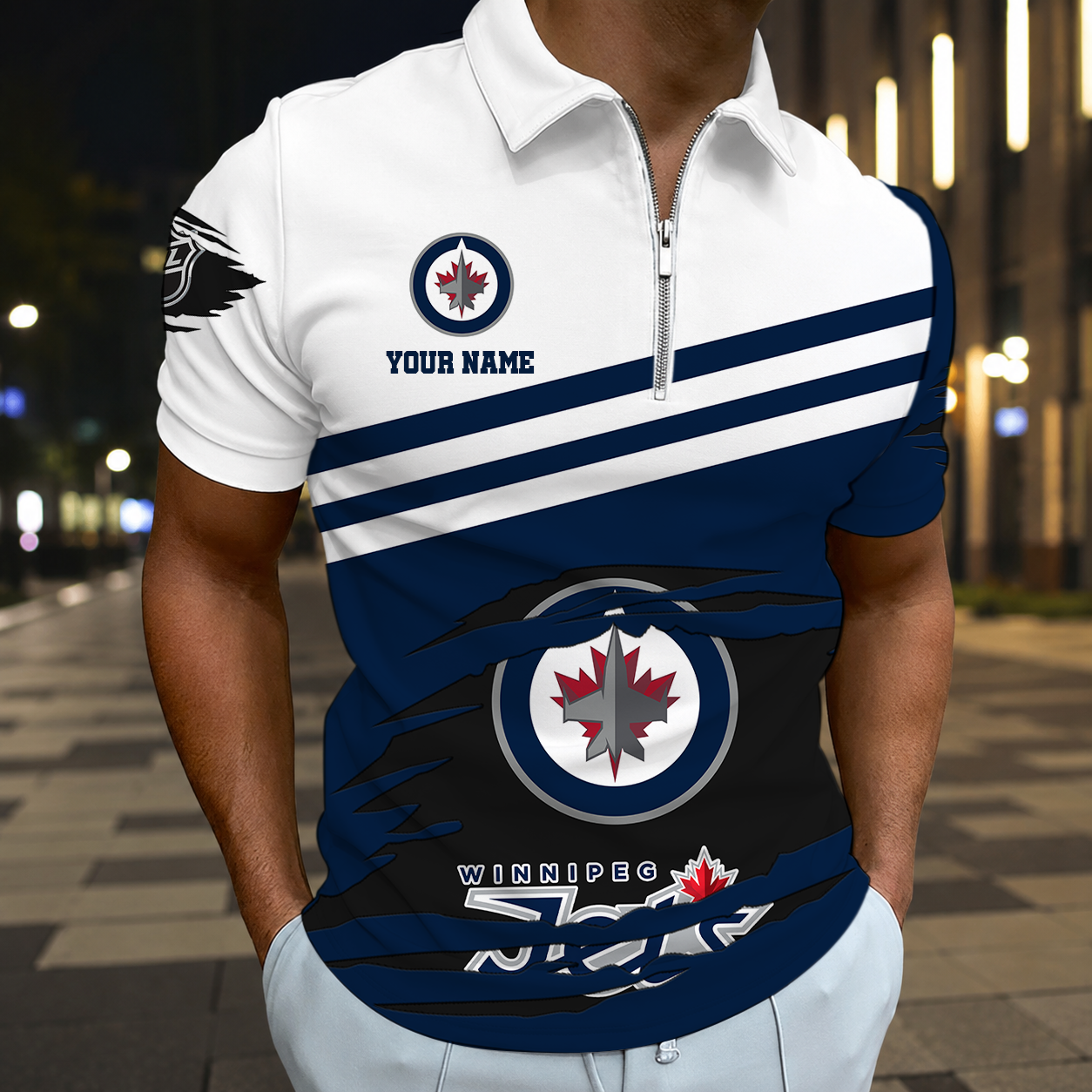 Limited Edition – Customized NHL Winnipeg Jets Zip Polo Shirt