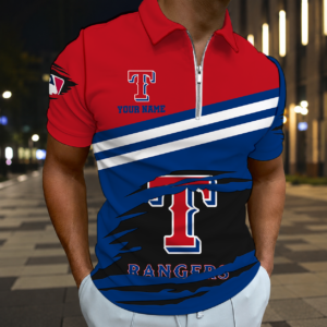 Limited Edition – Customized MLB Texas Rangers Zip Polo Shirt