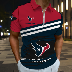 Limited Edition – Customized NFL Houston Texans Zip Polo Shirt