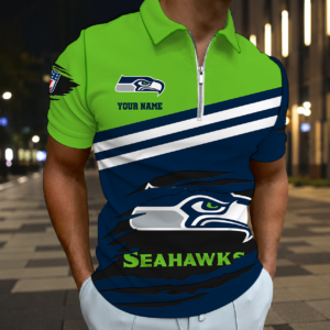 Limited Edition – Customized NFL Seattle Seahawks Zip Polo Shirt