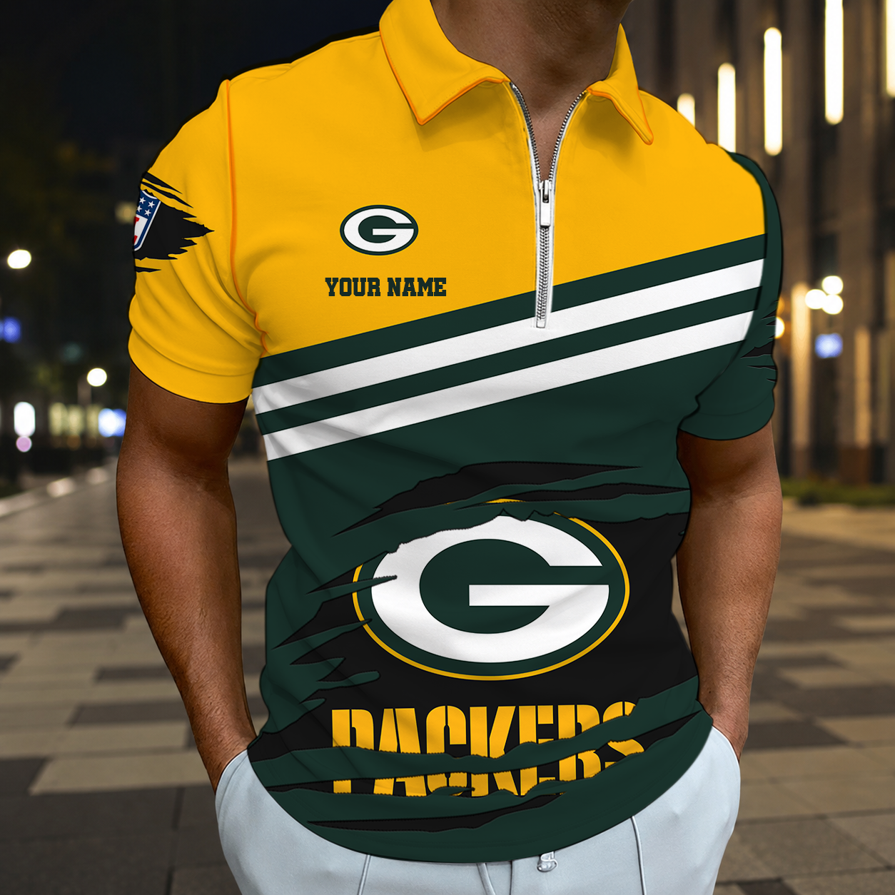 Limited Edition – Customized NFL Green Bay Packers Zip Polo Shirt
