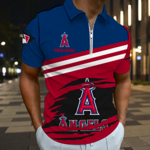 Limited Edition – Customized MLB Los Angeles Angels Zip Polo Shirt