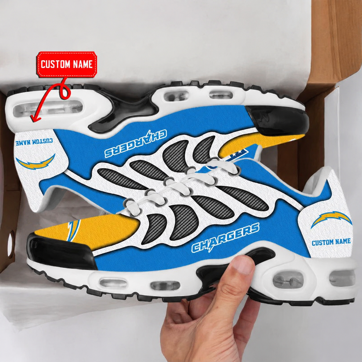 Limited Edition – Customized NFL Los Angeles Chargers Air Max Plus Sneakers