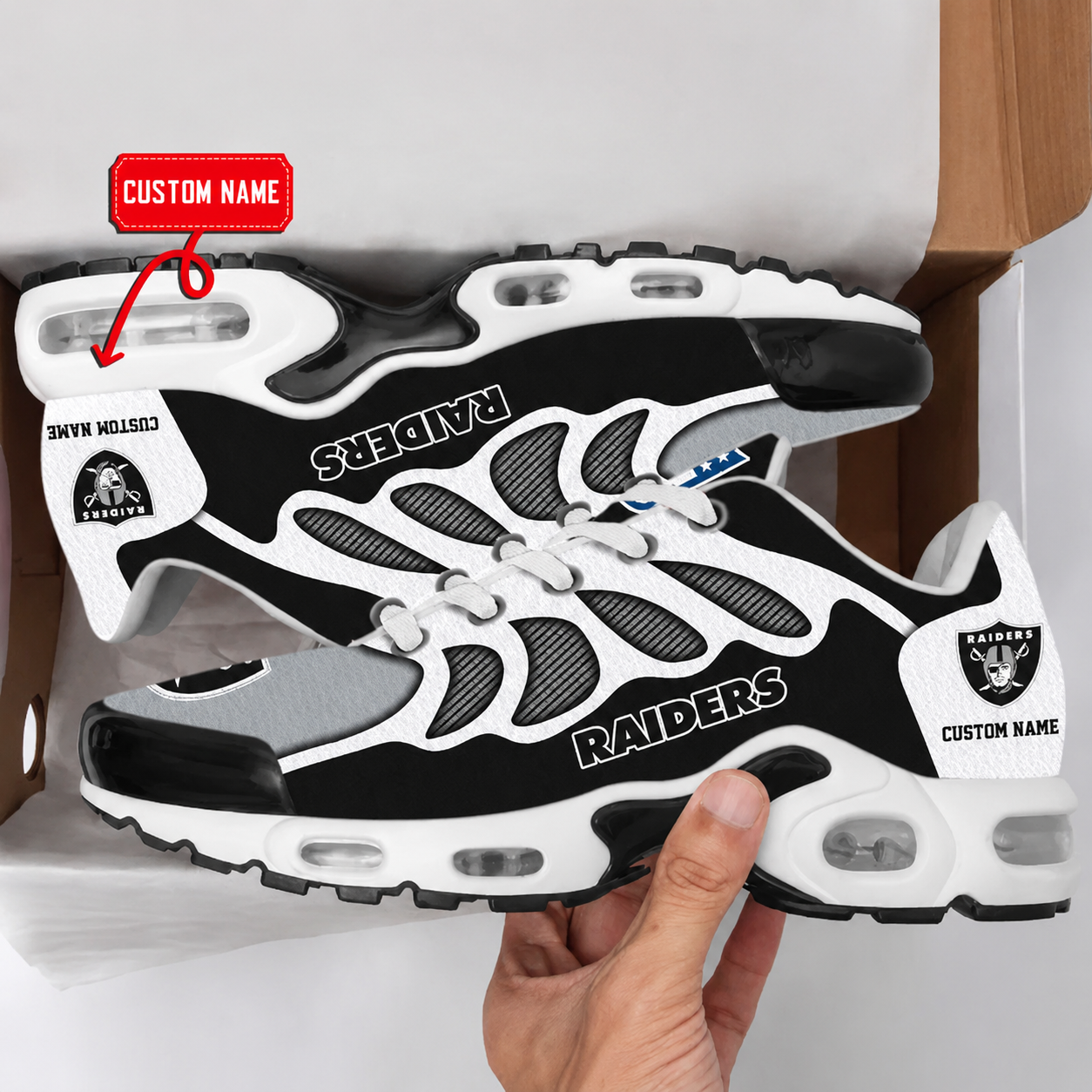 Limited Edition – Customized NFL Las Vegas Raiders Air Max Plus Sneakers