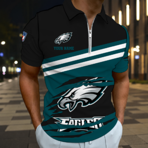 Limited Edition – Customized NFL Philadelphia Eagles Zip Polo Shirt