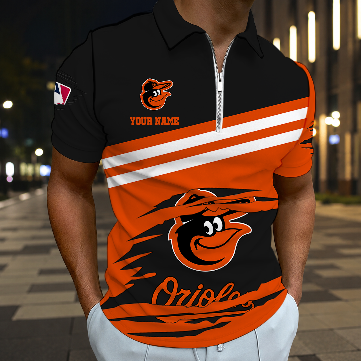 Limited Edition – Customized MLB Baltimore Orioles Zip Polo Shirt