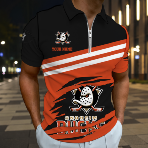 Limited Edition – Customized NHL Anaheim Ducks Zip Polo Shirt