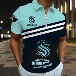 Limited Edition – Customized NHL Seattle Kraken Zip Polo Shirt