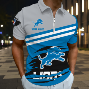 Limited Edition – Customized NFL Detroit Lions Zip Polo Shirt