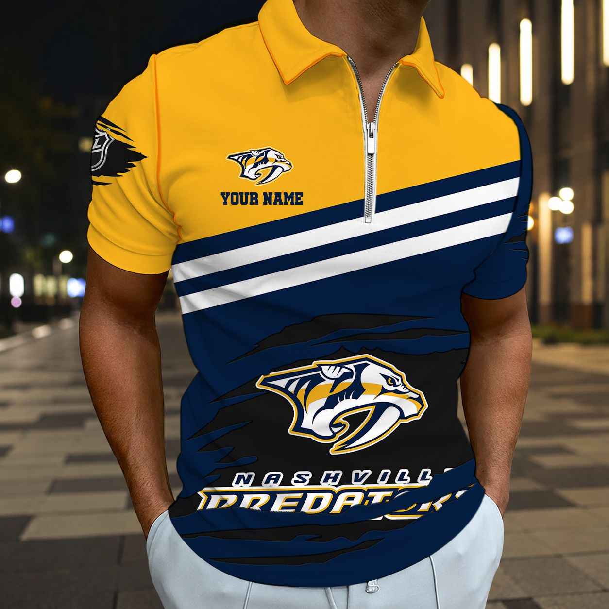 Limited Edition – Customized NHL Nashville Predators Zip Polo Shirt